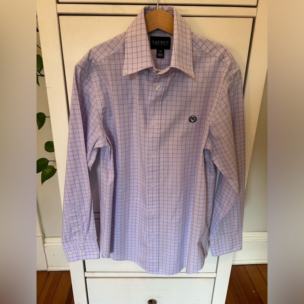 Boys Ralph Lauren purple plaid dress shirt